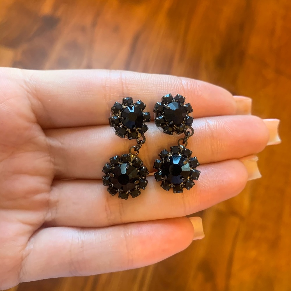 Black Dangling Post Earrings